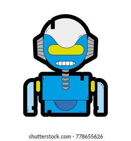 line color robot face with technology robotic chest vector illustration