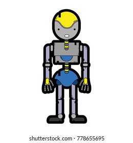 line color robot machine with technology body design vecctor illustration