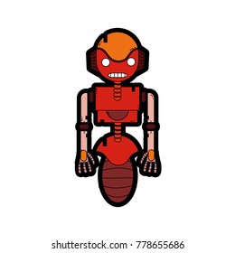 line color robot technology with machine body design vector illustration