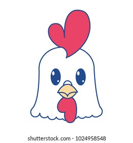 line color rooster head cute animal character