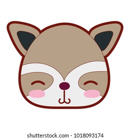 line color shy raccoon head wild animal