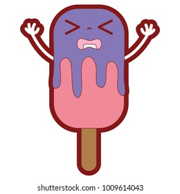 line color sleeping kawaii ice lolly with arms