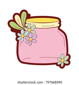 line color small mason glass with flowers and leaves