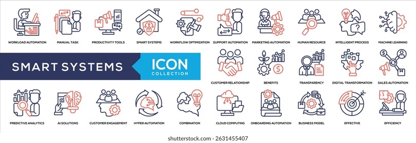 Color de línea - Colección de iconos de sistema inteligente