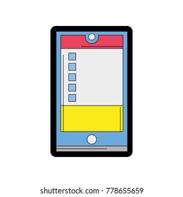 line color smartphone object technology with data information vector illustration