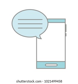 line color smartphone technology with chat bubble message