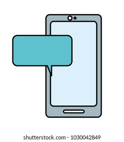 line color smartphone technology with chat bubble message