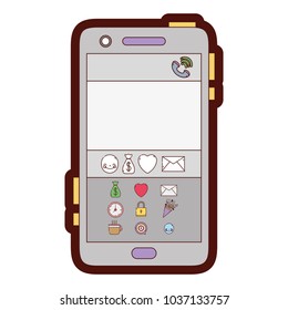 line color smartphone technology with chat emojis design