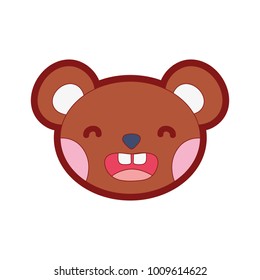 line color smile bear head cute animal