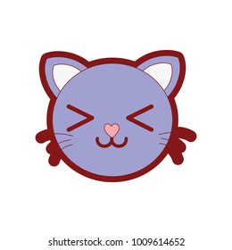 line color smile cat head cute animal