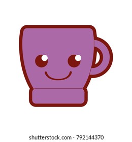 line color smile coffee cup kawaii cartoon