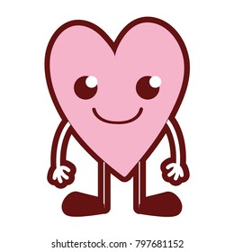line color smile heart kawaii with arms and legs