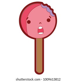 line color surprised circle ice lolly kawaii