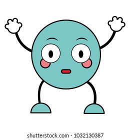 line color surprised emoji expression with arms and legs