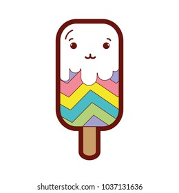 line color tender and sweet ice lolly and rainbow kawaii