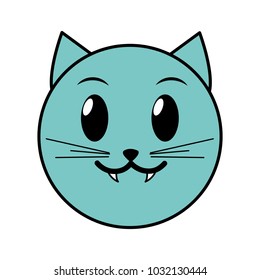 line color vampire cat face emoji expression