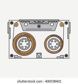 Line color vector icon audiocassette. Hipster style. Illustration texture for design, wallpaper. Audiocassette icon. 