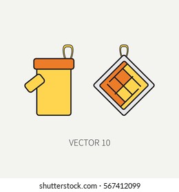 Line color vector kitchenware icons - oven-glove. Cutlery tools. Cartoon style. Illustration, element for your design. Equipment for food preparation. Kitchen. Household. Cooking. Cook. Potholder
