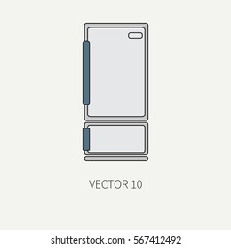 Line color vector kitchenware icons - refrigerator. Cutlery tools. Cartoon style. Illustration, element for your design. Equipment for food preparation. Kitchen. Household. Cooking. Cook Fridge