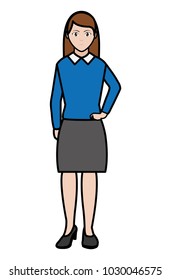 line color woman with elegan blouse and hairstyle design