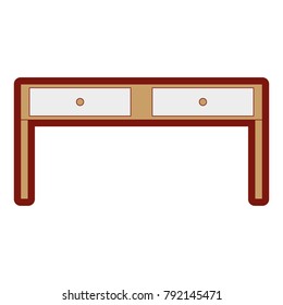 line color wood desk with drawers object design
