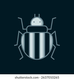 Line Colorado beetle icon isolated on black background. Flat filled outline style with shadow. Vector