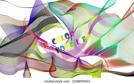 Line Colored Artwork Background. Wave, Ripple Abstrack For Web Template, Bussiness, Poster And Commercials