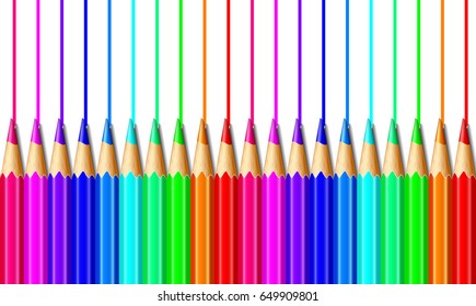 line of colored pencil