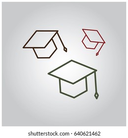Line colorful graduation cap icon. Vector illustration.