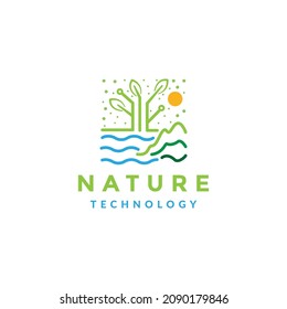 line colorful nature sea tech logo symbol icon vector graphic design illustration idea creative