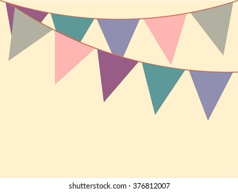 Line of colorful party flags. Vector illustration.