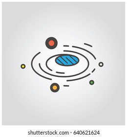 Line colorful space, planet or cosmos icon. Vector illustration.