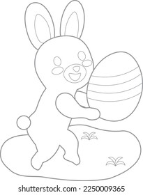 Line for coloring of an Easter rabbit with egg.
