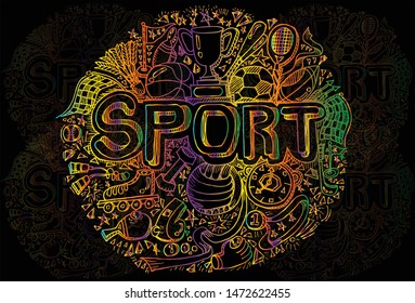 Line colors of Sports Background, Logo, Icon, Symbol, Silhouette, Vector illustration.