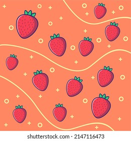 line combination strawberry fruit background