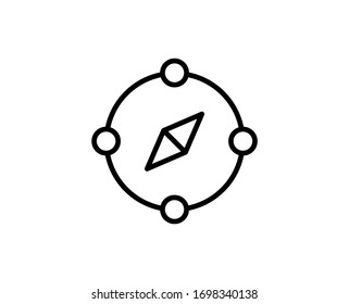 Line Compass icon isolated on white background. Outline symbol for website design, mobile application, ui. Compass pictogram. Vector illustration, editorial stroke. Eps10