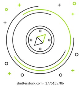 Line Compass Symbol einzeln auf weißem Hintergrund. Windrose-Navigationssymbol. Windrose-Schild. Farbiges Rahmenkonzept. Vektorgrafik