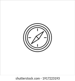 Line Compass icon isolated on white background. Outline symbol for website design, mobile application, ui. Compass pictogram. Vector illustration, editorial stroke