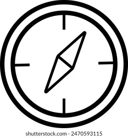 Line Compass icon isolated on white background. Outline symbol for website design, mobile application, ui. Compass pictogram. Vector illustration, editorial