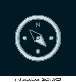 Line Compass icon isolated on black background. Windrose navigation symbol. Wind rose sign. Flat filled outline style with shadow. Vector