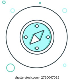 Línea Brújula icono aislado sobre fondo blanco. Símbolo de navegación de Windrose. Signo de la rosa del viento. Concepto de contorno colorido. Vector