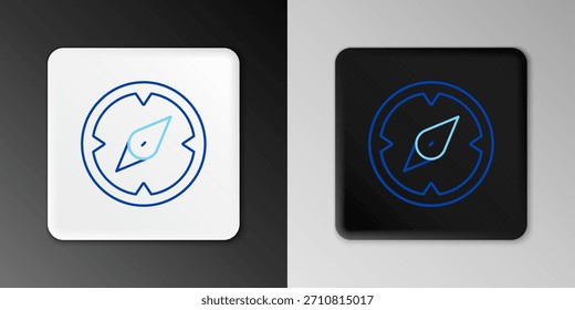 Icono de brújula de línea aislado sobre fondo gris. Símbolo de navegación de Windrose. Signo de la rosa del viento. Concepto de contorno colorido. Vector
