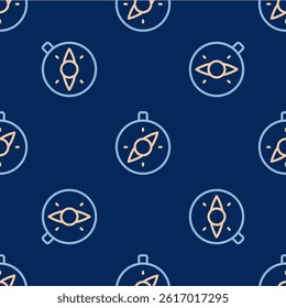 Line Compass icon isolated seamless pattern on blue background. Windrose navigation symbol. Wind rose sign.  Vector