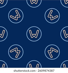 Line Compass north icon isolated seamless pattern on blue background. Windrose navigation symbol. Wind rose sign.  Vector