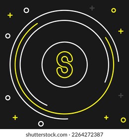 Line Compass south icon isolated on black background. Windrose navigation symbol. Wind rose sign. Colorful outline concept. Vector