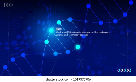 Line composition DNA molecule structure in blue background. The concept of science and technology.