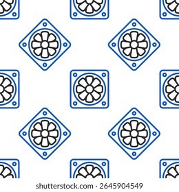 Line Computer cooler icon isolated seamless pattern on white background. PC hardware fan. Colorful outline concept. Vector