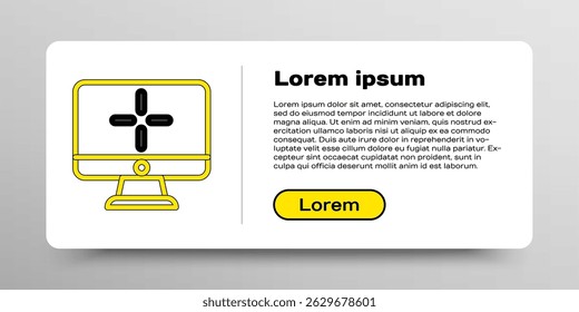 Line Computer monitor icon isolated on white background. PC component sign. Colorful outline concept. Vector