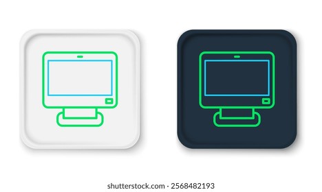 Line Computer monitor screen icon isolated on white background. Electronic device. Front view. Colorful outline concept. Vector