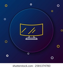 Line Computer monitor screen icon isolated on blue background. Electronic device. Front view. Colorful outline concept. Vector